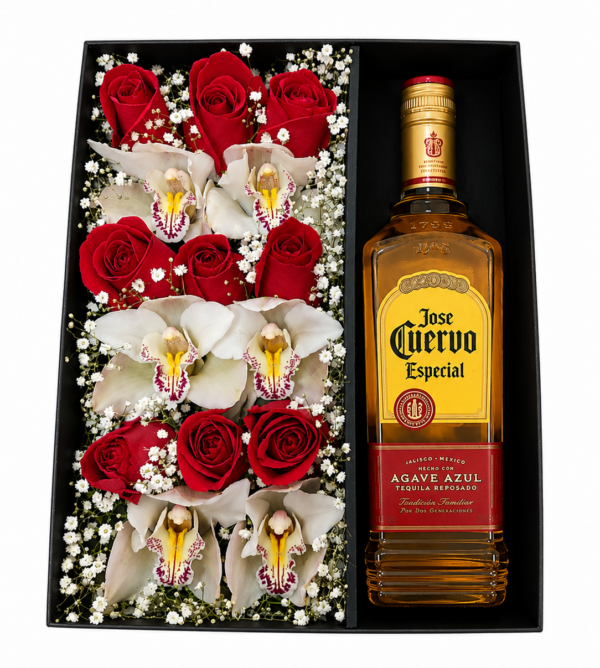 rosas orquideas y jose cuervo