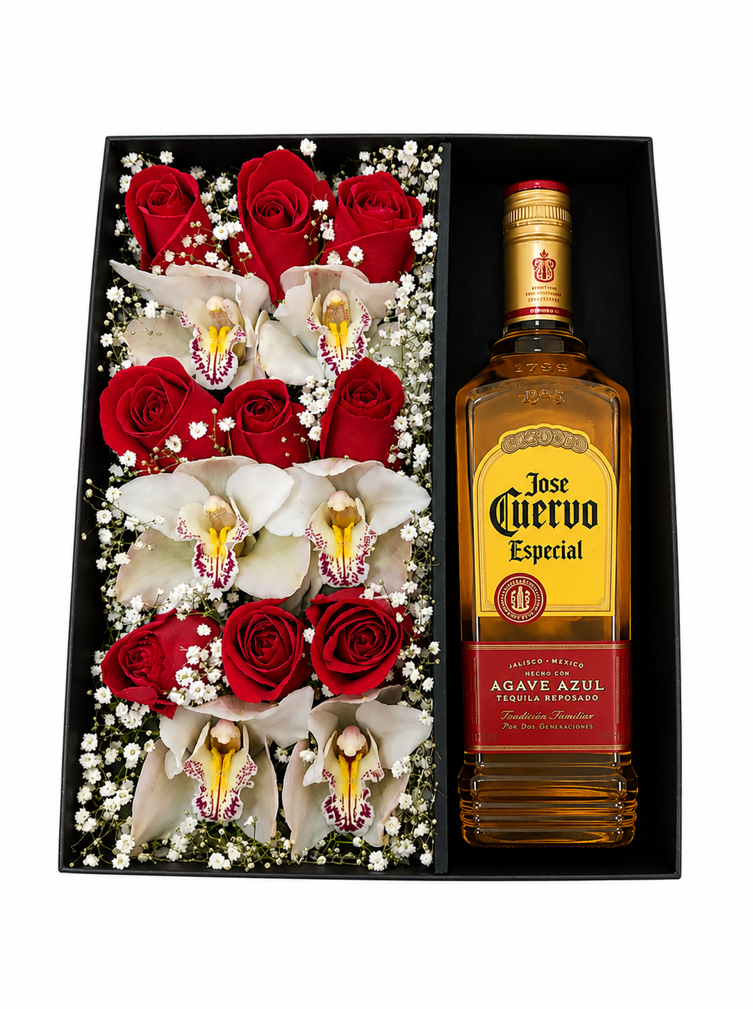 rosas orquideas y jose cuervo
